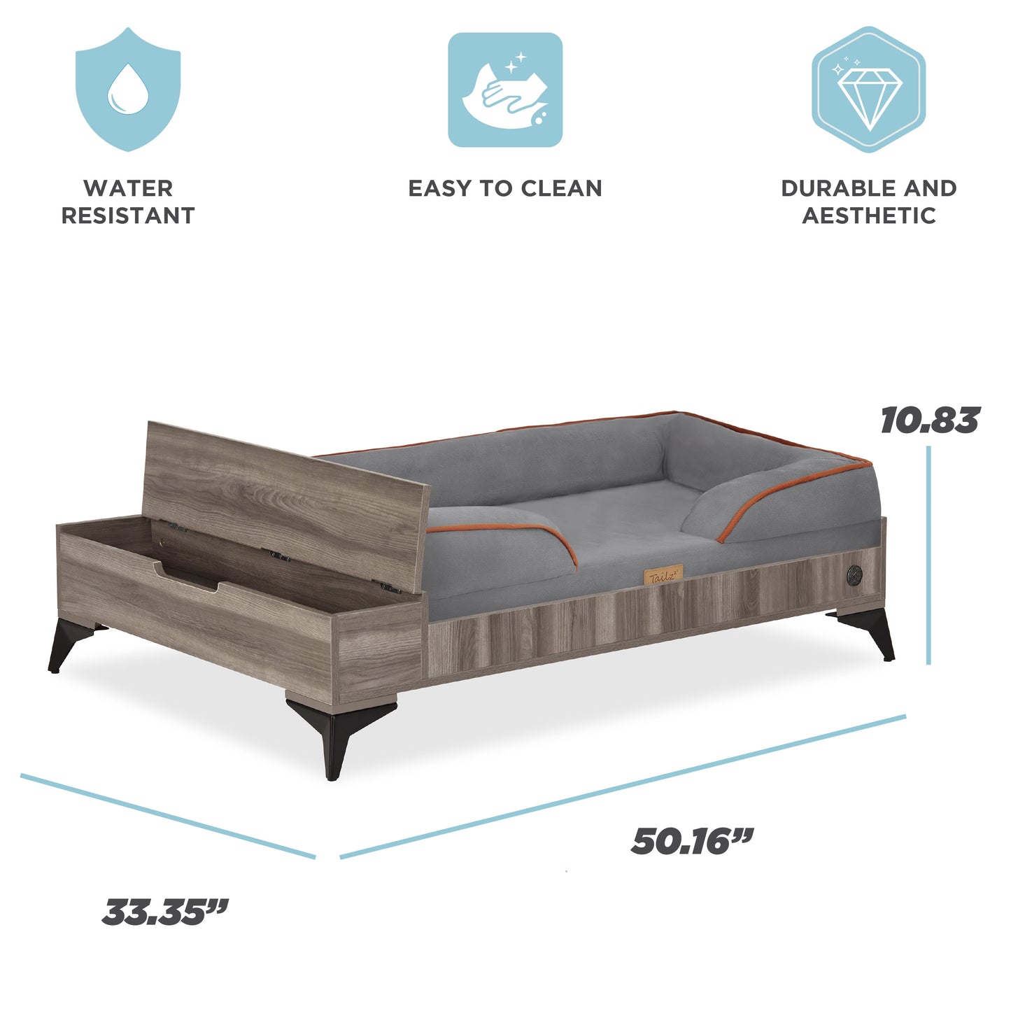 Wyatt Wooden Pet Bed with Mattress | Large to Extra Large Dog Bed, Greenguard Gold Certified