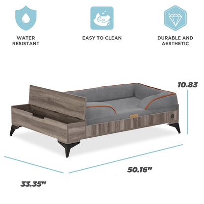 Wyatt Wooden Pet Bed with Mattress | Large to Extra Large Dog Bed, Greenguard Gold Certified