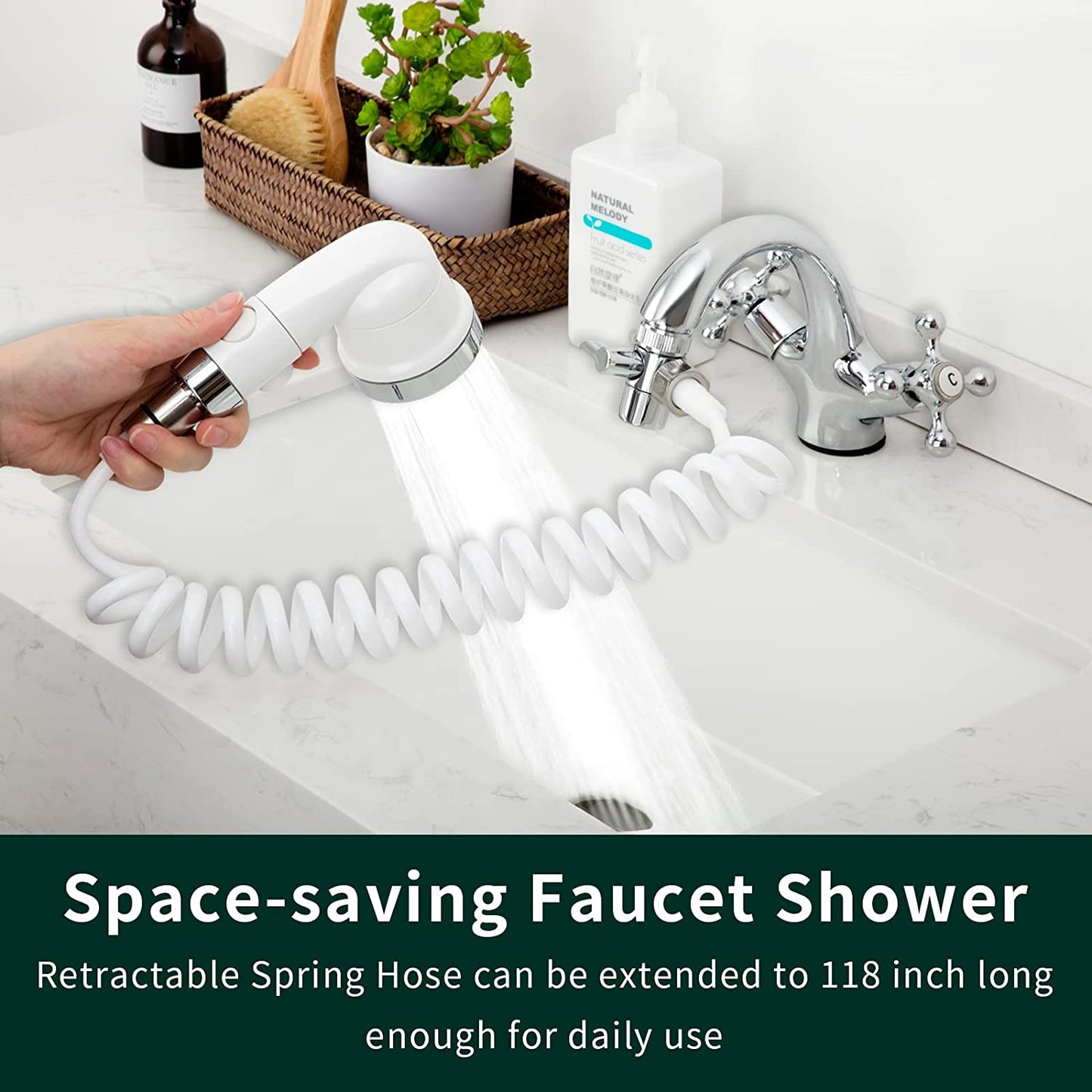 Sink Faucet Sprayer Attachment for Tub Faucets - Versatile Shower Head Set for Dog Bathing and Household Use in Laundry, Bathroom, and Kitchen