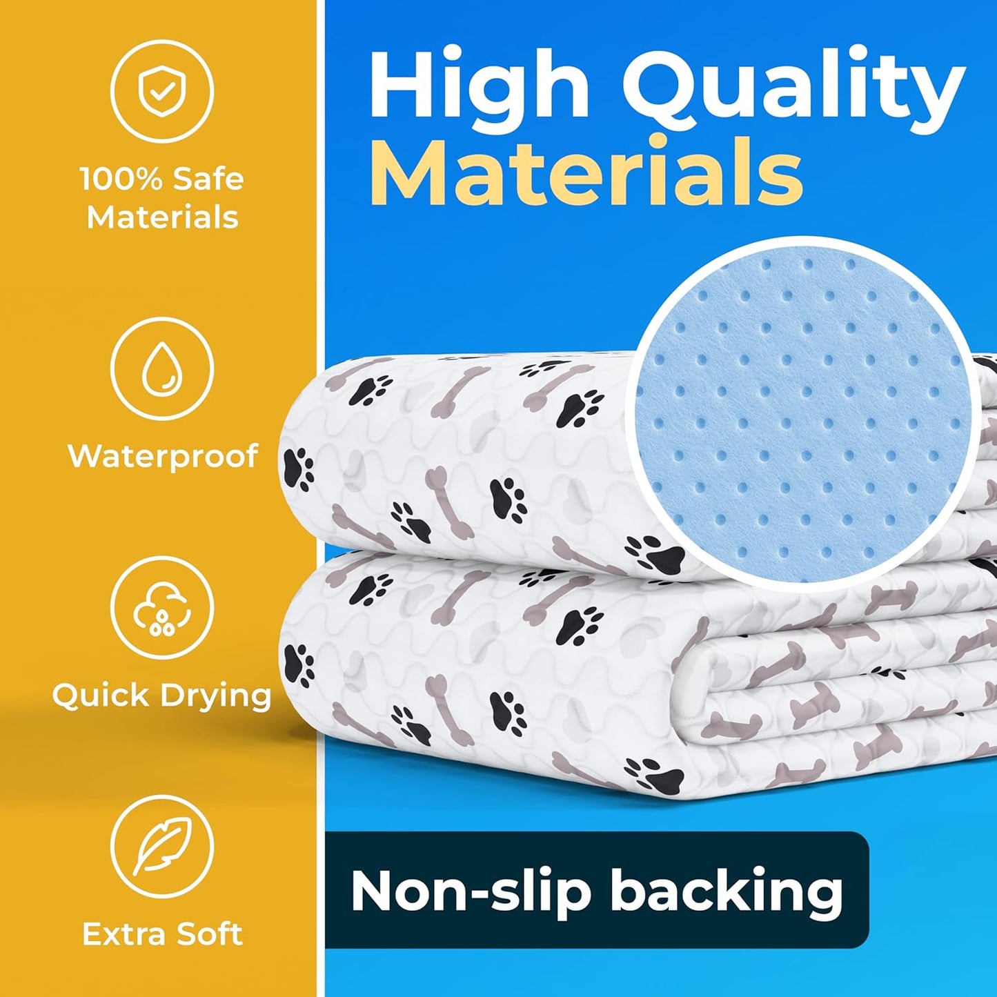 Washable Waterproof Dog Pee Pads - Reusable Anti-Slip Pet Training Pads for Puppy Playpen, Crate, and Whelping Box (Pack of 6 - 30x34 inches)