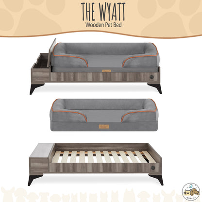 Wyatt Wooden Pet Bed with Mattress | Large to Extra Large Dog Bed, Greenguard Gold Certified