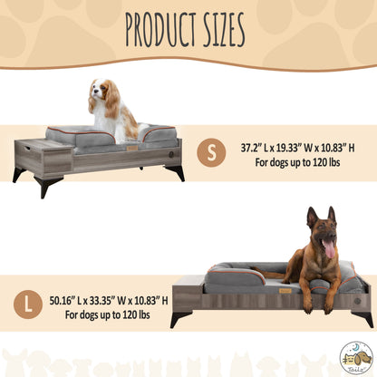 Wyatt Wooden Pet Bed with Mattress | Large to Extra Large Dog Bed, Greenguard Gold Certified