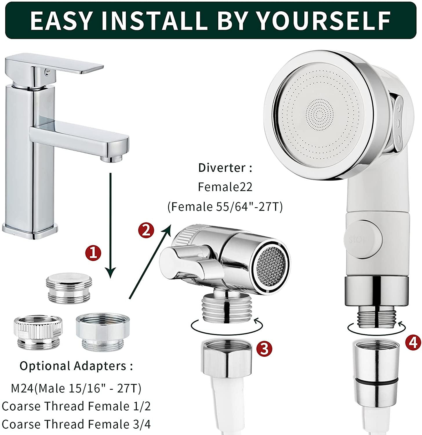 Sink Faucet Sprayer Attachment for Tub Faucets - Versatile Shower Head Set for Dog Bathing and Household Use in Laundry, Bathroom, and Kitchen