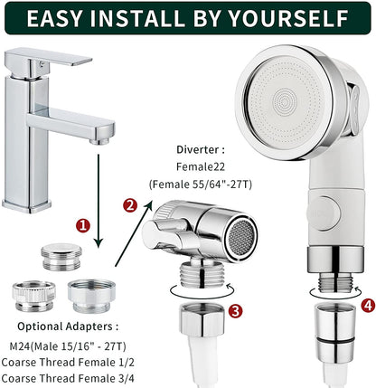 Sink Faucet Sprayer Attachment for Tub Faucets - Versatile Shower Head Set for Dog Bathing and Household Use in Laundry, Bathroom, and Kitchen
