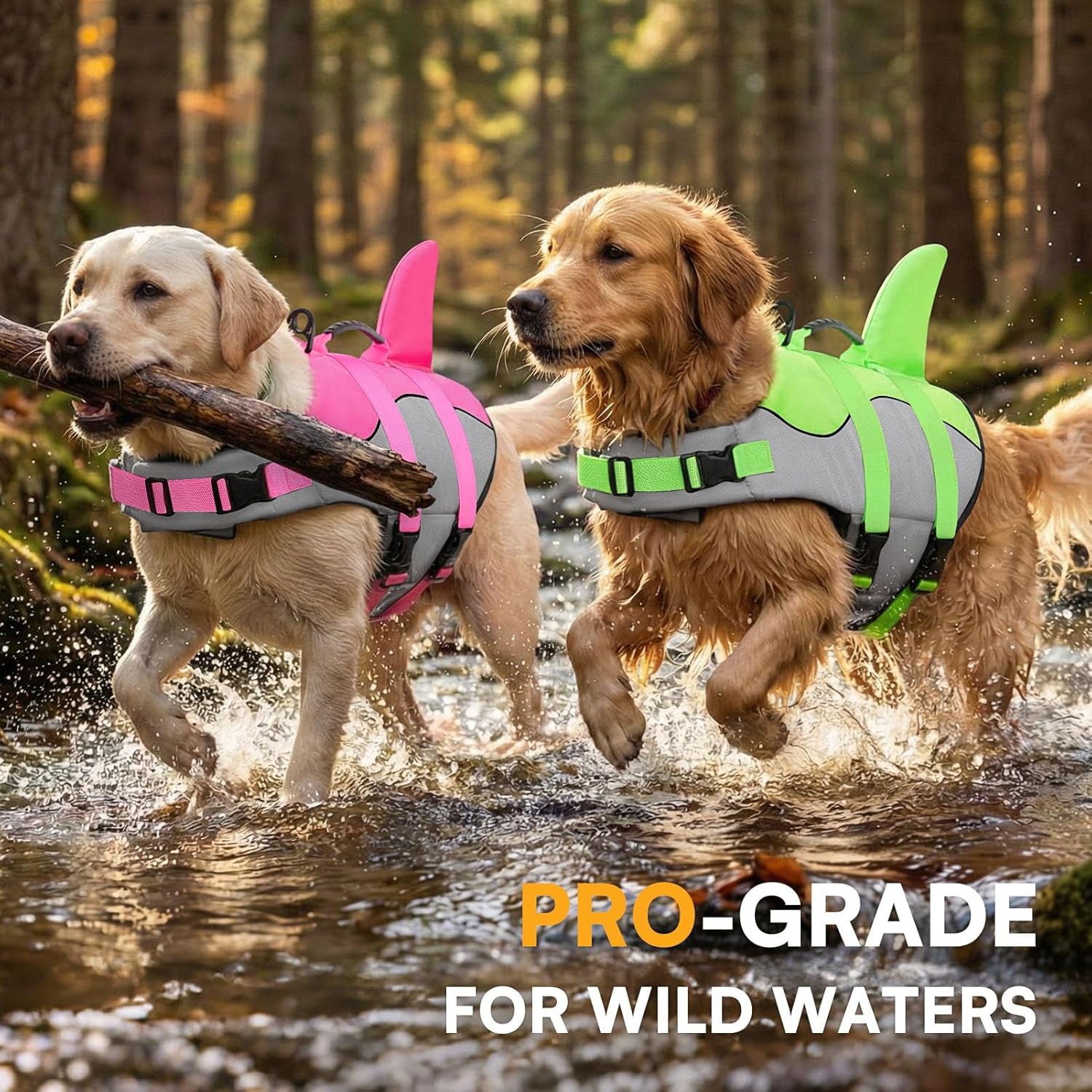 Dog Life Jacket - Ripstop Shark Safety Vest with Adjustable Fit, High Buoyancy, and Durable Rescue Handle for Small, Medium, and Large Dogs - Pink Shark, X-Small