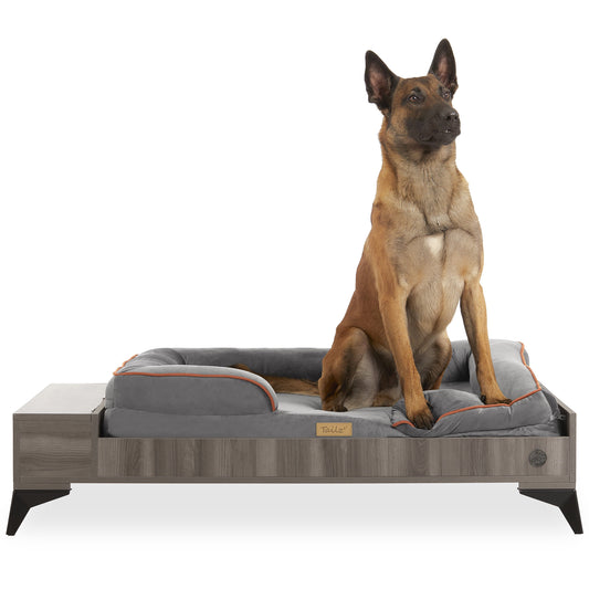 Wyatt Wooden Pet Bed with Mattress | Large to Extra Large Dog Bed, Greenguard Gold Certified