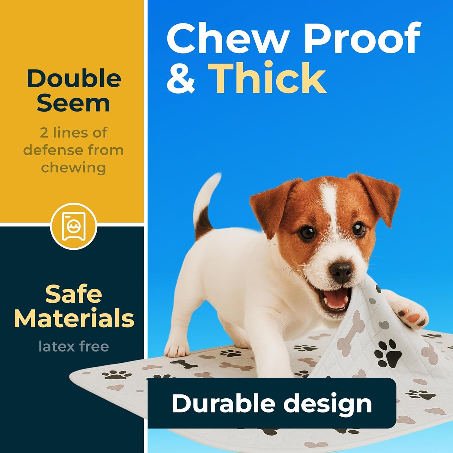 Washable Waterproof Dog Pee Pads - Reusable Anti-Slip Pet Training Pads for Puppy Playpen, Crate, and Whelping Box (Pack of 6 - 30x34 inches)