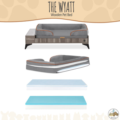 Wyatt Wooden Pet Bed with Mattress | Large to Extra Large Dog Bed, Greenguard Gold Certified