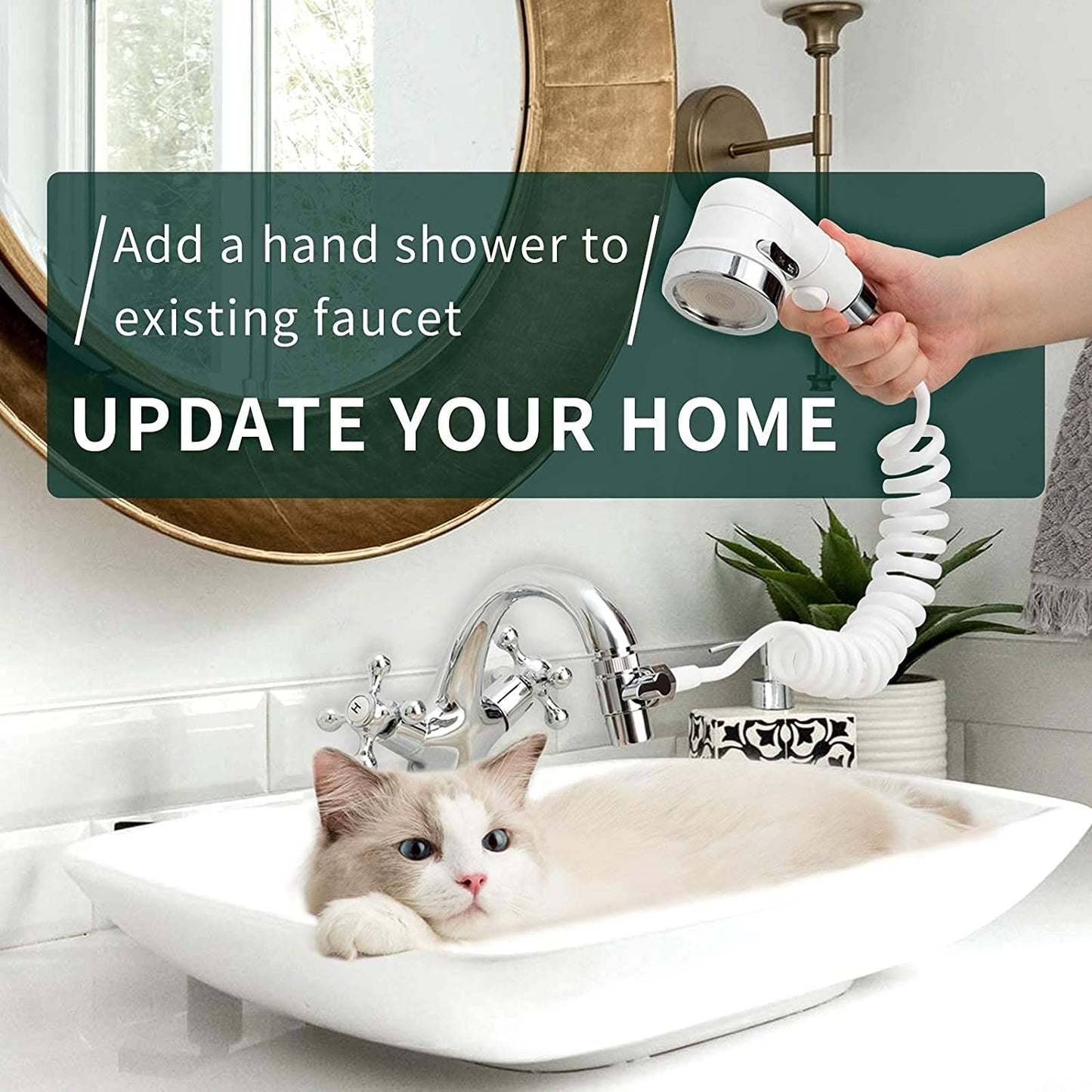 Sink Faucet Sprayer Attachment for Tub Faucets - Versatile Shower Head Set for Dog Bathing and Household Use in Laundry, Bathroom, and Kitchen