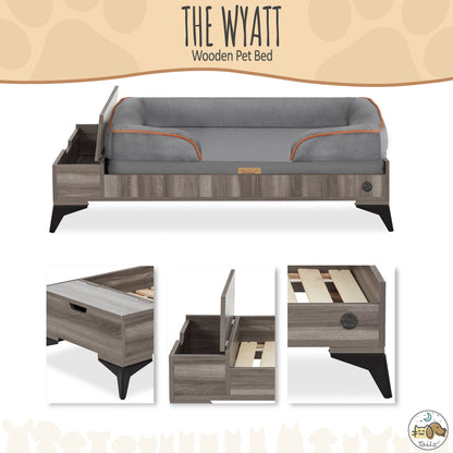 Wyatt Wooden Pet Bed with Mattress | Large to Extra Large Dog Bed, Greenguard Gold Certified