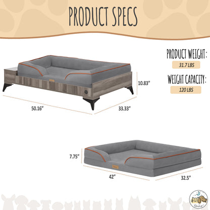 Wyatt Wooden Pet Bed with Mattress | Large to Extra Large Dog Bed, Greenguard Gold Certified
