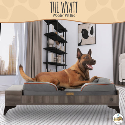 Wyatt Wooden Pet Bed with Mattress | Large to Extra Large Dog Bed, Greenguard Gold Certified